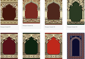 Alfombra de Oración para Mezquita, Moderna, Floral, de Pelo Alto, con Base Acolchada de Yute, Poliéster, Hecha en Gaziantep, Turquía, para Sala de Estar - Product Image 2