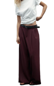 High Quality Fashionable <b>Women</b> Maroon Loose Fit <b>Trousers</b> Comfortable Pants for Travel Leisure Casual Wear Available at Low Price - Product Image 3