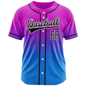 Venta al por mayor de camisetas de uniforme de béisbol con botones para adultos lisos con sublimación de logotipo personalizado, camiseta de béisbol de secado rápido - Product Image 1