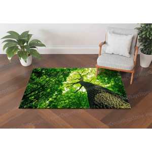 Tapis imprimé paysage d'arbres à feuilles vertes, style ferme, salle de bain, luxe, tapis fin non tissé - Product Image 3