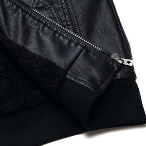 Veste en cuir d'agneau véritable pour homme décontractée automne-hiver avec col montant en toile, logo frontal, coupe ajustée régulière, couleur personnalisée - Product Image 6