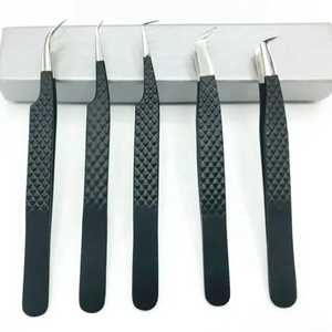 Pinces à épiler en acier inoxydable de haute précision à pointe dentelée antistatique de 10 mm de longueur, pointe en fibre, 45/75/90 degrés, pinces à épiler privées - Product Image 2