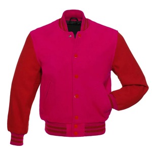 Premium Winter Hooded Letterman Baseball Varsity Bomber Jacket Red Wool & Leather Sleeves High School Canvas - Product Image 2