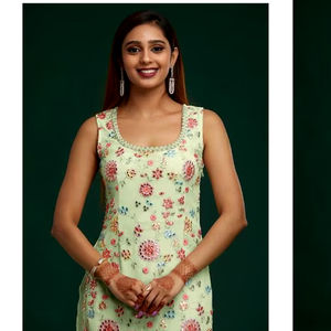 ดีไซน์ใหม่ผ้าจอร์เจียเทียมขนาดใหญ่พร้อมงานปักหนาพร้อมกระจกจริงงานแฟนซีเคอร์ติสสำหรับผู้หญิง - Product Image 1