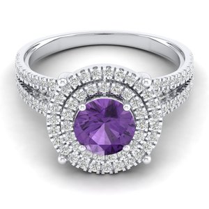 Bague de fiançailles REYES en or massif 14 carats certifiée IGI avec diamant rond brillant de 1,3 carat et améthyste, faite à la main - Product Image 5