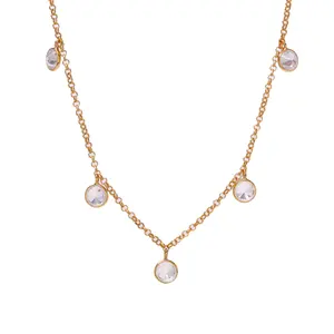 สร้อยคอชุบทองประดับคริสตัลสำหรับผู้หญิงสวมใส่ในชีวิตประจำวัน - Product Image 1