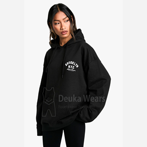 OEM 350 GSM sweats à capuche personnalisés sérigraphiés pour femmes en coton polaire avec impression de haute qualité lavage à l'acide sweats à capuche - Product Image 1