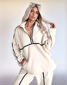 Personalizado de alta calidad en blanco Casual para mujer 2 piezas Sweatsuit Crop Sudadera con capucha Jogger pantalones de chándal Sudadera con capucha conjunto - Product Image 6