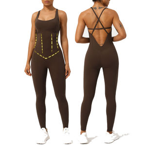 2025 OEM Comfortable Women Yoga Set Best Selling Women Yoga Set Light Weight Women Yoga Set Yellow Color Sleeveless Slim Fit - Product Image 6