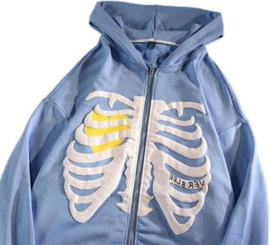 Sudadera con capucha Y2k de esqueleto de alta calidad para hombre, Sudadera con capucha extragrande mezclada de algodón transpirable de fabricante al por mayor - Product Image 2