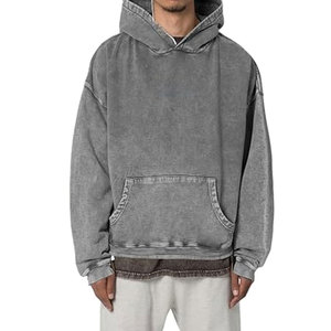Sudadera con Capucha Unisex Vintage de Corte Regular con Lavado Ácido, Sudadera de Forro Polar Ecológica, Ropa de Calle de Invierno - Product Image 4