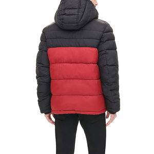 Chaquetas para Hombre al por Mayor Personalizadas en Color Negro y Rojo Sólido con Contraste, Chaqueta con Cremallera Completa y Capucha Desmontable para Hombre - Product Image 2