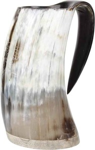 Tasse en corne de Viking authentique à faible coût Tasse nordique en corne de boeuf fabriquée à la main pour boissons chaudes et froides Cadeau unique ultime 16oz - Product Image 2
