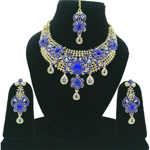 Ensemble de collier et de boucles d'oreilles de mariée de luxe, couleur, zircon, vintage, cadeau de mariage, fiançailles, bijoux, accessoires de mariée - Product Image 1