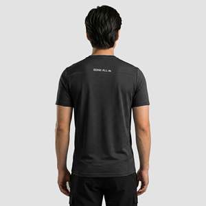 T-shirt Dry-X noir coupe classique en tissu tricoté 300 grammes, teint uni, compressé, coupe ample de designer, sérigraphie - Product Image 2