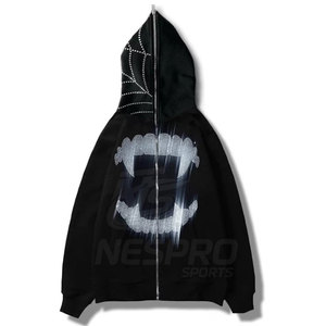 Sweat à capuche pour homme en coton de haute qualité, couleur unie, best-seller, fermeture éclair, strass, coupe régulière, polaire, écologique, respirant, hiver - Product Image 3