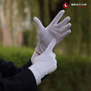 Logotipo personalizado Ceremonial 100% Algodón Blanco Masónico Iglesia Guantes Transpirable Durable Estiramiento Largo MUÑECA - Product Image 2