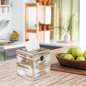 Couvercle de boîte à mouchoirs carré Support de boîte à mouchoirs en bois avec distributeur de mouchoirs en papier Organisateur pour comptoir de vanité de salle de bain (lot de 2) - Product Image 2