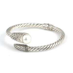 925 Sterling Silver Twisted Clasp <b>Bracelet</b> Elegant Pearl <b>Bangles</b> & <b>Bracelets</b> Collection - Product Image 2