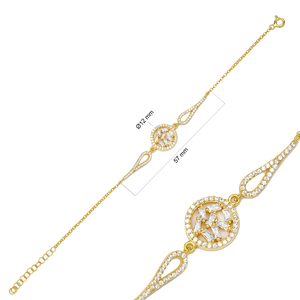 Dainty Round Baguette Cluster <b>Charm</b> Women Bracelet Turkish Handmade Wholesale 925 Sterling Silver Jewelry - Product Image 2