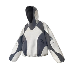 Vêtements streetwear urbains haut de gamme 100% coton 500 GSM, pull oversize imprimé personnalisé à blocs de couleur, style coréen, imprimé graphique - Product Image 3