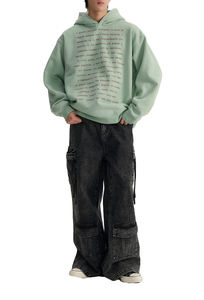 Sudaderas con Capucha de Algodón Estilo Urbano para Hombre, Sudadera con Capucha Reflectante Vintage con Estampado Gráfico, Chándal 100% Algodón, Felpa, Talla Grande, Algodón Grueso - Product Image 2