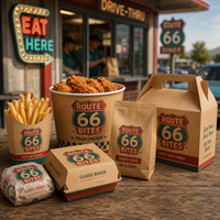 PACK Emballages jetables en carton pour Drive-Thru et à emporter : Boîte à hamburger, Boîte à burger, Emballage pour restauration rapide, Boîte à poulet, Boîte à frites, Boîte à gable