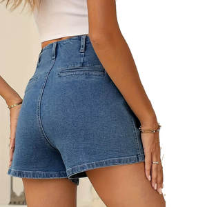 กางเกงขาสั้นยีนส์ผู้หญิงสุดฮิต สไตล์ลำลองสำหรับฤดูร้อน กางเกงยีนส์ขาสั้นเอวสูง มีกระเป๋าหน้า - Product Image 4