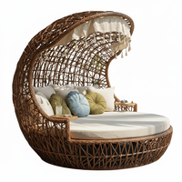 Tumbona de Ratán Hecha a Mano, Estilo Contemporáneo, Portátil, para Playa, Piscina, Jardín, Hotel y Villa