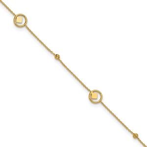 สร้อยข้อเท้าประดับลูกปัดทรงเรขาคณิต 14K แบบขัดเงา/เจียระไนของเลสลี ขนาด 9 นิ้ว พร้อมส่วนต่อขยาย 1 นิ้ว เครื่องประดับชั้นดี - Product Image 1