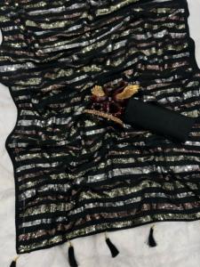 Saree de style Bollywood brodé lourd de qualité supérieure pour les femmes tenue de mariage et de fête élégante aux prix de gros pour l'été - Product Image 6