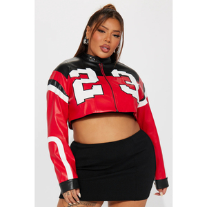 แจ็กเก็ตแฟชั่นผู้หญิงหนังหนาฤดูหนาวเสื้อโค้ทไบเกอร์อบอุ่นมีซิป - Product Image 4