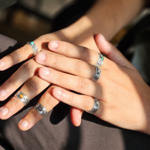 Bague en argent léger avec pierre précieuse abeille pierre d'abeille turquoise pour les mariages et les fêtes - Product Image 6