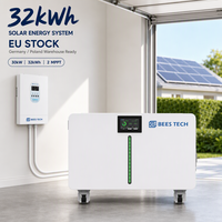 Batterie murale au lithium 32 kWh 51,2 V 640 Ah avec bande lumineuse LED et onduleur 30 kW pour la sauvegarde résidentielle – Stock UE et Allemagne