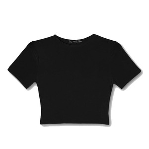 High Quality Women <b>Black</b> Colour 100% Cotton Mid Weight Blank Cropped T <b>Shirt</b> For Sale In Reasonable Bulk Rates - Product Image 5