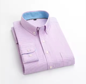 Camiseta de Manga Larga para Hombre, Cuello en V, 100% Algodón, Diseño Sólido, Corte Regular, Tejido Oxford, Transpirable y de Secado Rápido - Product Image 1