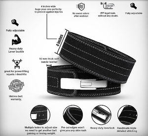 Ceinture d'assistance à levier autobloquant rapide en cuir de vachette pour l'haltérophilie Squat Deadlift Powerlifting Ceintures de dynamophilie durables - Product Image 4