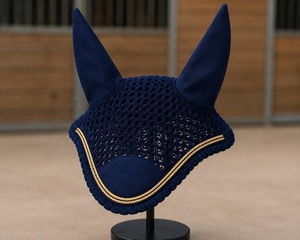 Navy Blue Cotton Horse Saddle Pad Set with Bell <b>Boots</b> Brushing <b>Boots</b> Saddle <b>Cover</b> & Polo Bandages Jumping Style Quilted - Product Image 4