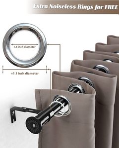 Tringle à rideau en métal noir classique, double avec 3 supports, perche de douche, accessoires de décoration, tringles à rideau simple et double fenêtre - Product Image 4