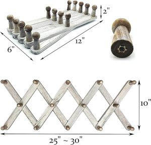 Handmade Vintage Wooden Coat <b>Rack</b> Wall Mounted Pine Wood Hooks Expanding Accordion Design for Clothing Hat Bag Storage in Rooms - Product Image 1