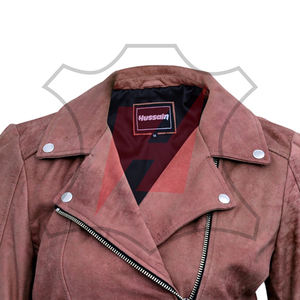 Chaqueta de Cuero de Gamuza de Alta Calidad para Mujer, Más Vendida, con Logotipo y Diseños Personalizados, Transpirable, Teñida Lisa, Chaqueta de Cuero de Gamuza de Invierno - Product Image 4