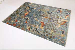 Alfombra de seda bordada 5x7 de alta calidad, diseño de pájaro pictórico anudado a mano por turcos para el hogar, la sala de estar o los hoteles para la oración - Product Image 6