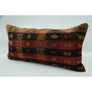 Multicolor <b>Tartan</b> Wool Kilim Pillow 12x24 Inch Luxury Woven <b>Throw</b> Pillow with Vintage Leaves Pattern <b>for</b> <b>Sofas</b> - Product Image 3