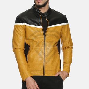 La mejor chaqueta de cuero de marca pura de peso pesado para hombres para el invierno con cuello levantado al aire libre estilo High Street - Product Image 1