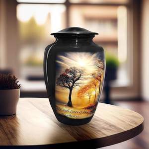 Urna de cremación de puesta de sol eterna para cenizas humanas, urna de entierro de aluminio de árbol de puesta de sol eterna para mujeres adultas, hombres, tamaño personalizado decorativo - Product Image 4