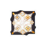 Silk Square Scarf with Black and White Logo Pattern Medium Length Designer Digital Print - Product Image 3