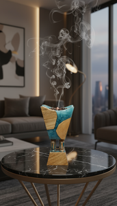 Brûleur d'encens élégant en bois et résine pour la décoration de la maison, offrant un arôme apaisant et créant une ambiance chaleureuse, élégante et paisible. - Product Image 5