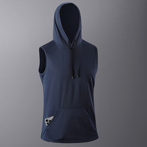 Débardeurs à capuche d'entraînement sportif pour hommes 100% coton Gym Hoodie avec muscle coupé respirant sans manches t-shirt pour musculation - Product Image 1