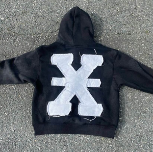 Sweat à capuche sérigraphié personnalisé en coton épais 400gsm lavage à l'acide soleil délavé strass recadrée Boxy Fit sweats à capuche zippés - Product Image 2