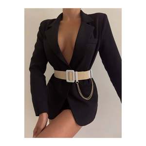 Ceinture élastique tissée pour femme avec boucle à chaîne, ceinture pour veste, ceinture pour chemise, ceinture pour robe - Blanc - Product Image 5